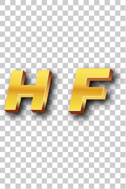 PSD iconica del logo hf gold sullo sfondo bianco isolato trasparente