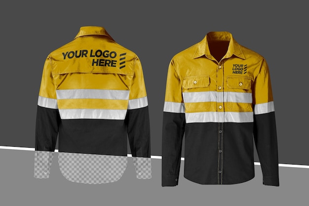 PSD mockup di camicia da lavoro ad alta visibilità