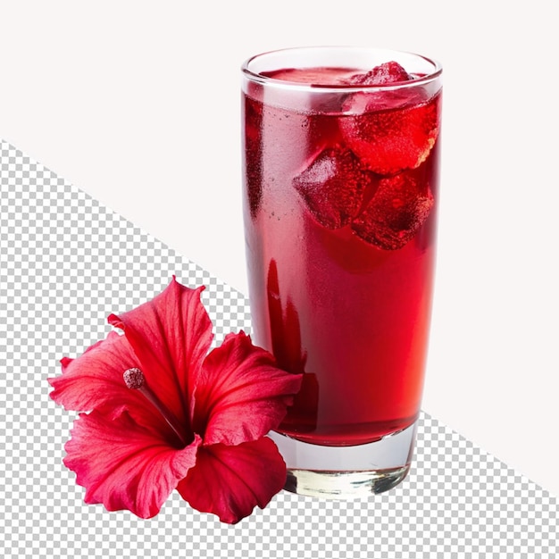 투명 한 배경 에 있는 히비스쿠스 꽃 음료
