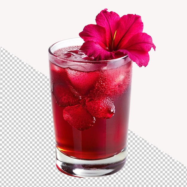 PSD hibiscus flower drink on transparent background