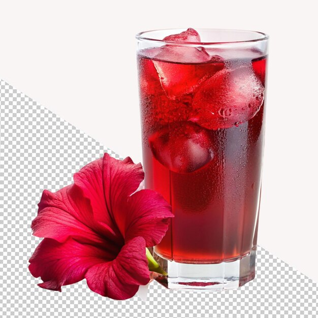 PSD hibiscus flower drink on transparent background