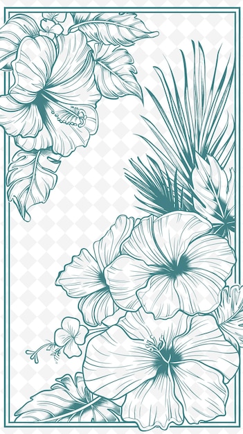 PSD hibiscus flowers in green and blue