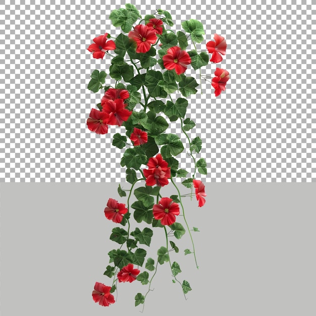 ヒビスカスの花が透明な背景にぶら下がっている ai generated