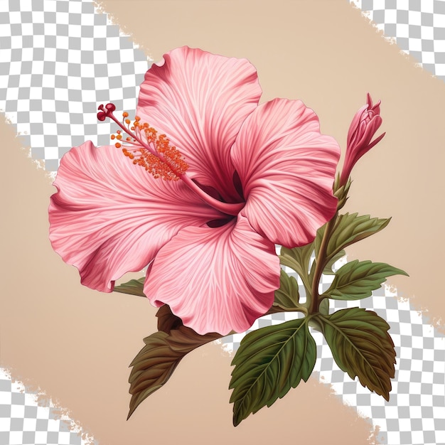 PSD hibiscus tea with roses on transparent background
