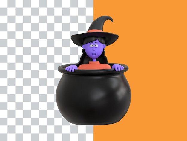 PSD hiding in a cauldron playful animations of characters hiding mischievously in bubbling cauldrons