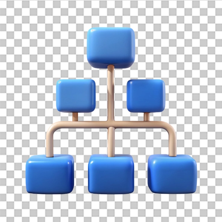 PSD hierarchy organizational charts front view 3d rendering illustration on transparent background