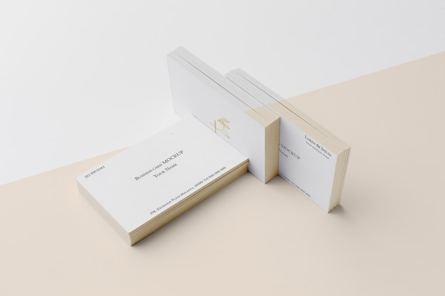 PSD high angle assortment of mock-up business card