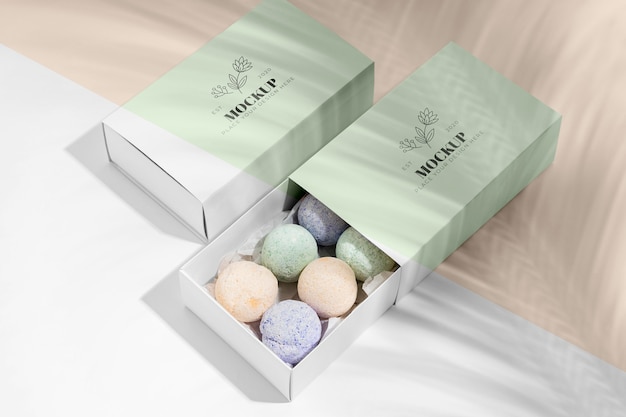high angle bath bombs in box