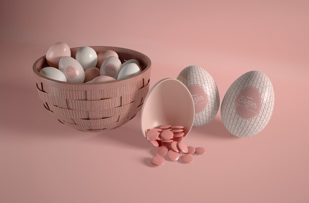 High angle bowl with easter eggs