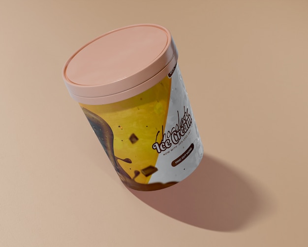 PSD high angle of bucket with ice cream