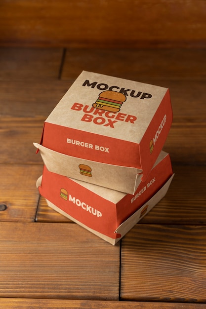 High angle burger boxes arrangement