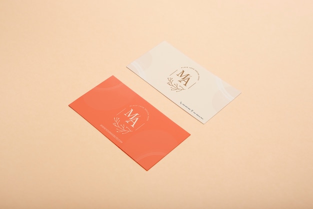 PSD high angle business cards arrangement