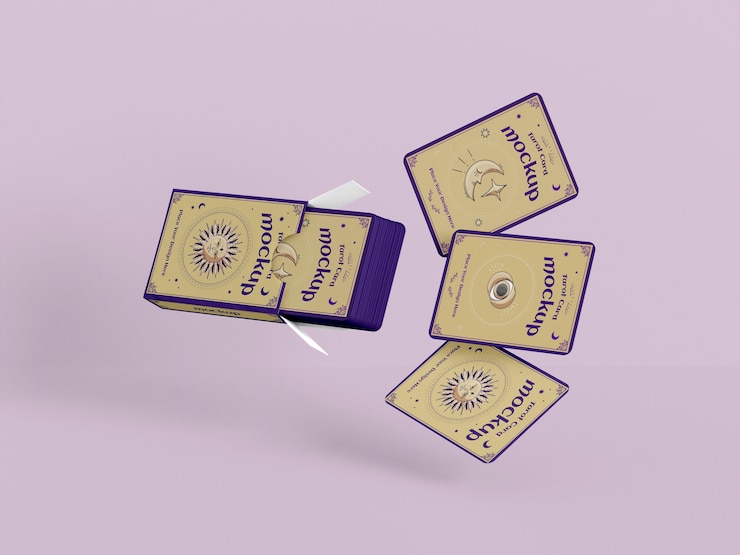 PSD high angle cards floating mockup