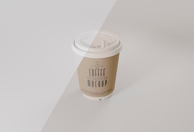 PSD high angle coffee cup mockup