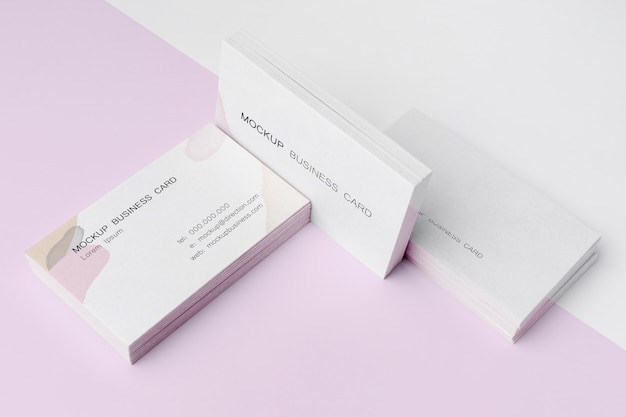 PSD high angle composition of mock-up business card