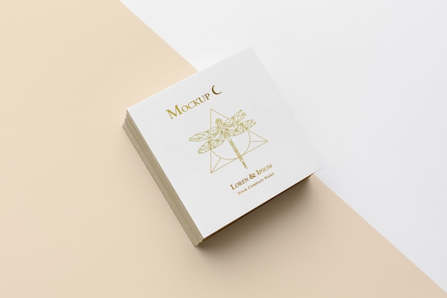 High angle composition of mock-up business card