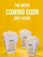PSD high angle of cups with popcorn for cinema