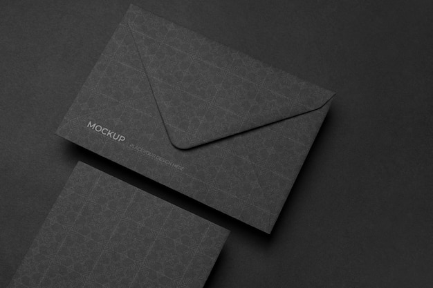 High angle of dark envelope mock-up