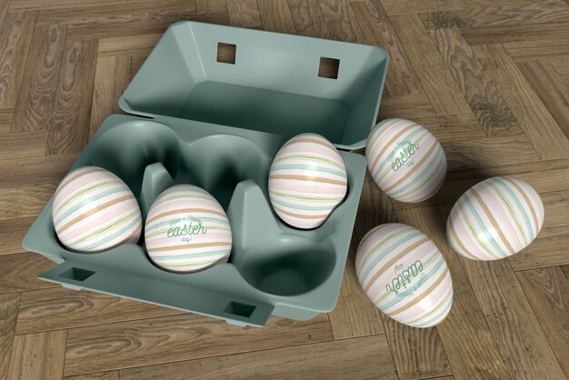 PSD high angle decorative easter eggs