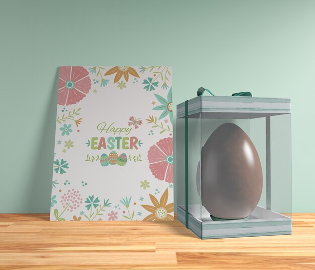 PSD high angle easter egg with card on table