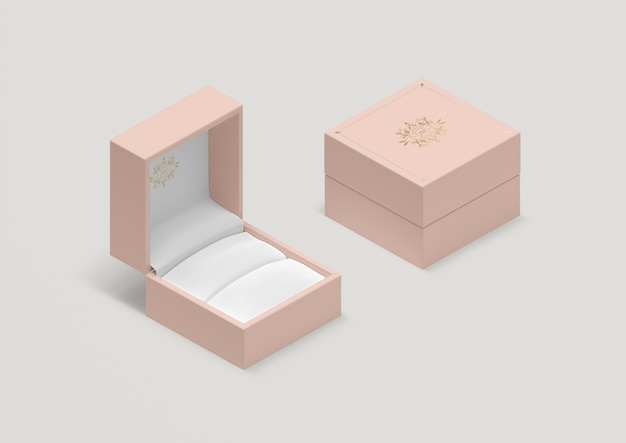 PSD high angle empty pink ring box