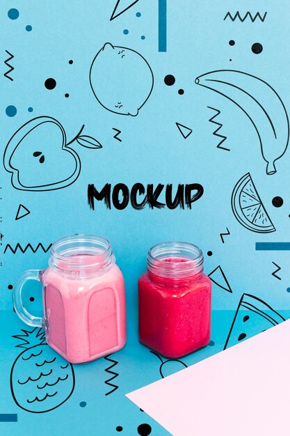 PSD high angle fruit smoothies mock-up