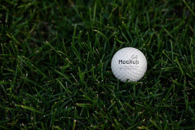 High angle golf ball on grass