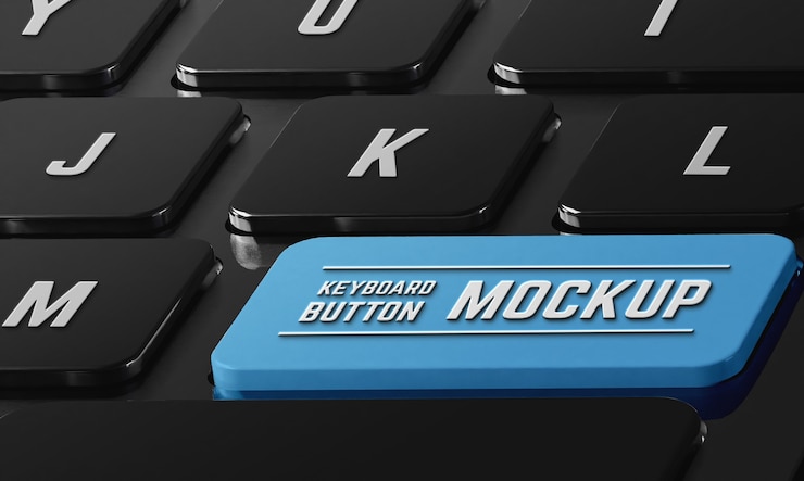 PSD high angle keyboard button mockup