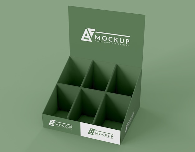 High angle minimalist green exhibitor mock-up