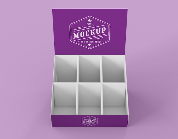 High angle minimalist purple exhibitor mock-up