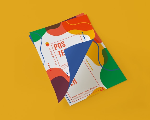 PSD high angle of multicolored papers