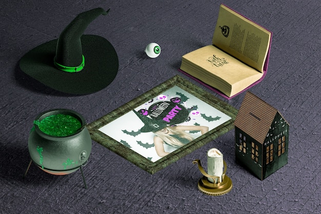 high angle od halloween concept mock-up