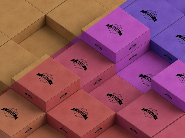 High angle of packaging box mock-up