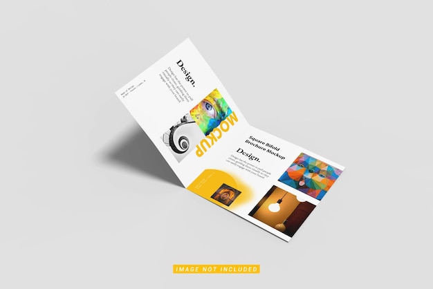 Макет брошюры Square Bifold под высоким углом