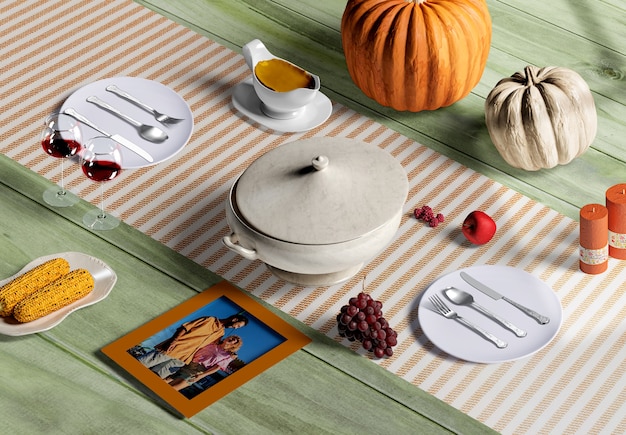 PSD high angle of thanksgiving scene creator concept mock-up