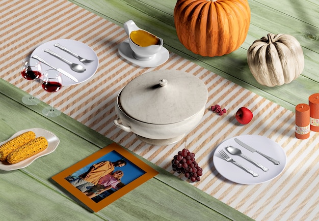 High angle of thanksgiving scene creator concept mock-up