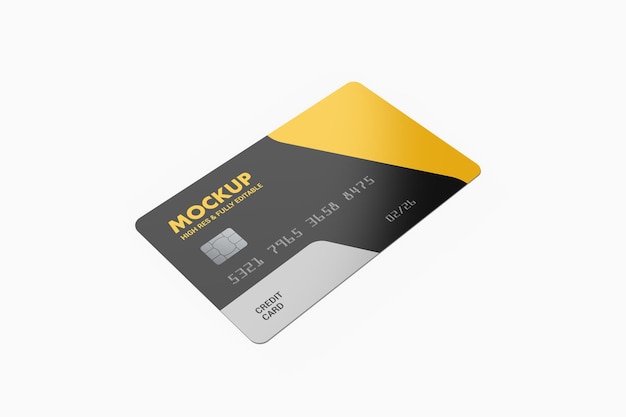 High angle view of credit card mockup