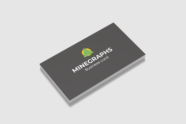 PSD high angle view of single business card mockups