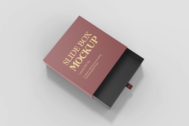 High Angle View of Square Slide Box Mockup