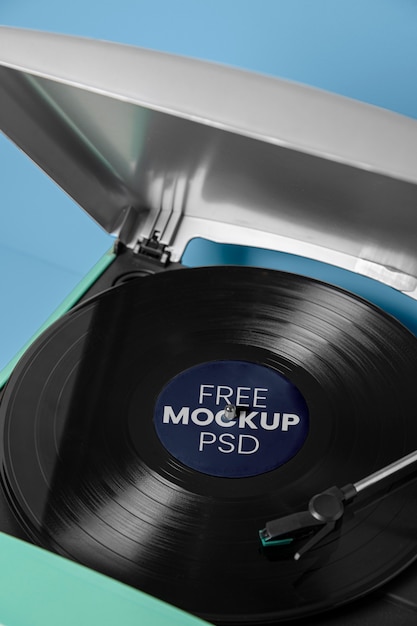 PSD mockup di dischi in vinile ad alto angolo