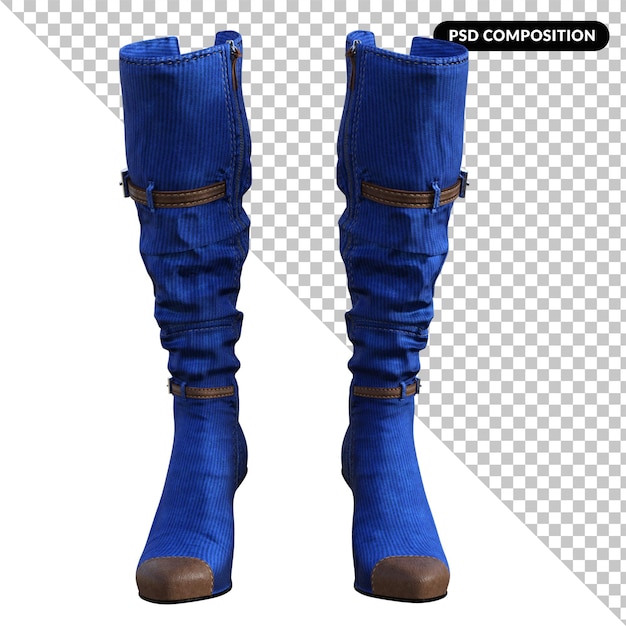 PSD high boots style isolated 3d