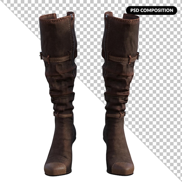 PSD high boots style isolated 3d