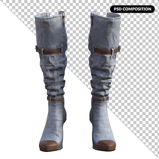 PSD high boots style isolated 3d