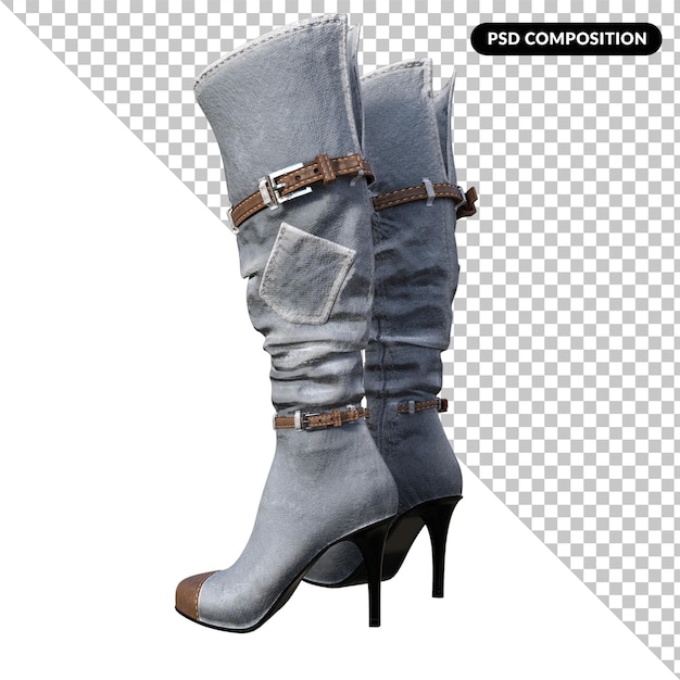 High boots style isolated 3d