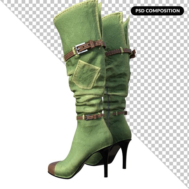 PSD high boots style isolated 3d