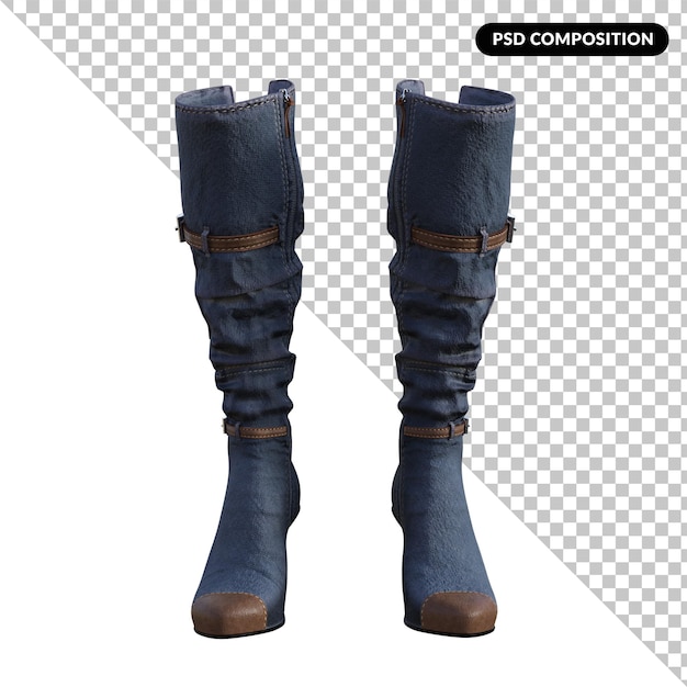 PSD high boots style isolated 3d