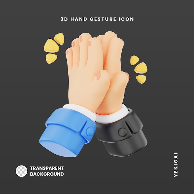 PSD high five 3d hand gesture icon