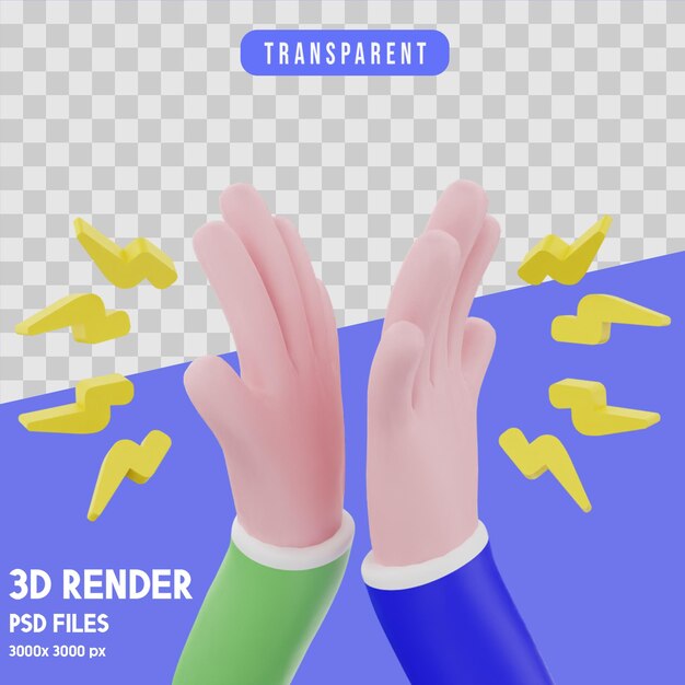 PSD high five concept renderowanie 3d izolowane premium