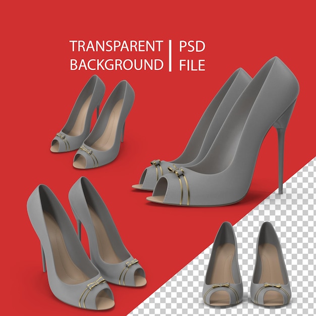 PSD high heels women's shoes grey png