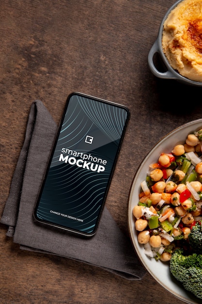 PSD high protein meals with device mockup